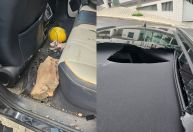 MG: bloco de concreto atinge veículo e mulher fica gravemente ferida