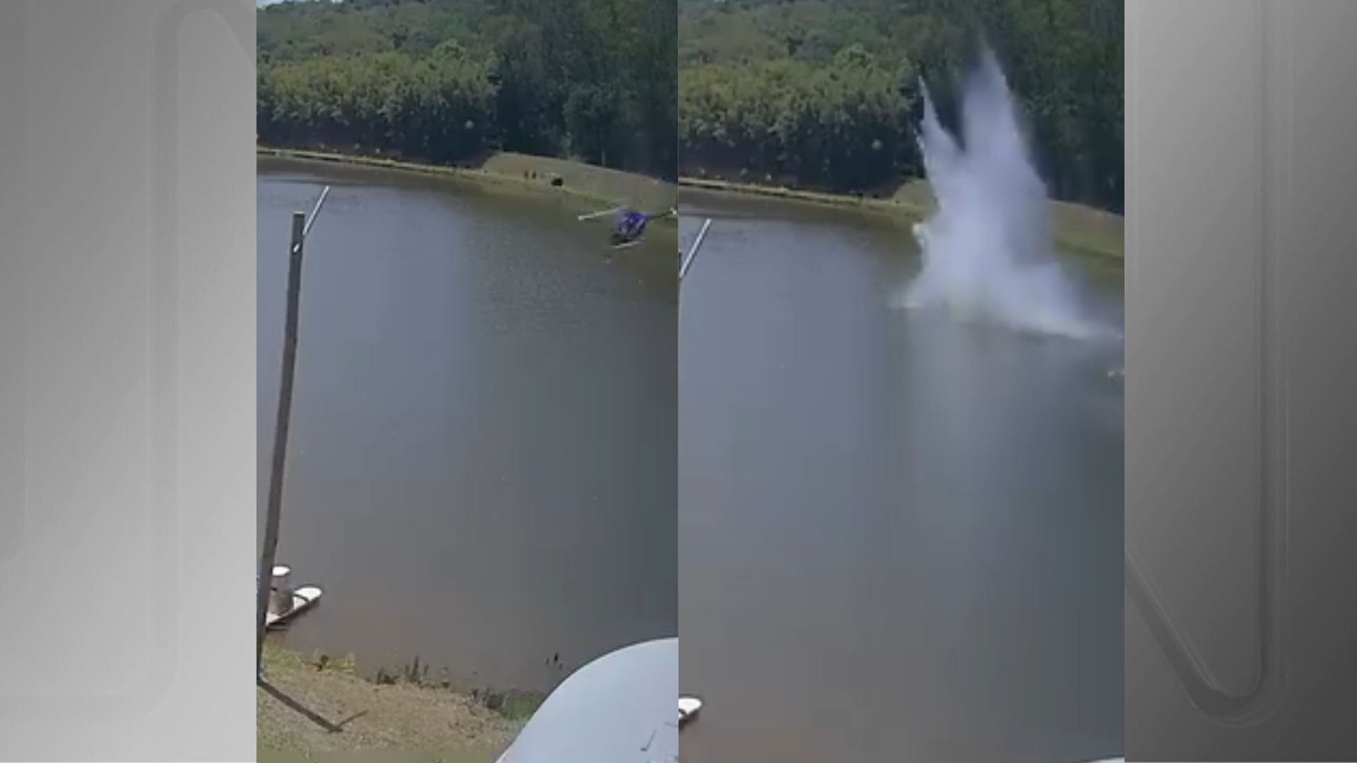 Imagem de destaque do post: Vídeo mostra o momento em que helicóptero cai em lagoa no interior de SP
