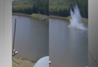 Vídeo mostra o momento em que helicóptero cai em lagoa no interior de SP