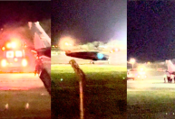 Moradores iluminam pista para pouso de resgate em Fernando de Noronha