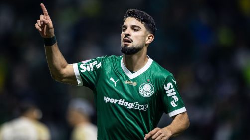 Flaco López comemora gol em Palmeiras x Vasco
