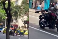 Vídeo: Dupla em moto reage a abordagem da PM e foge em Copacabana (RJ)