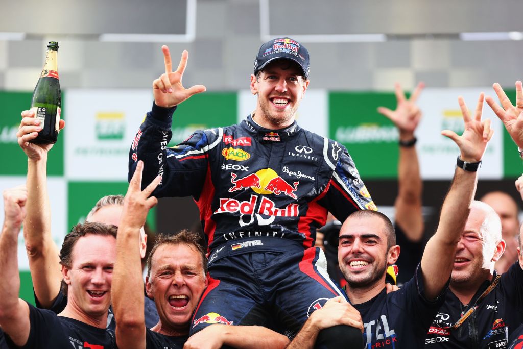 Sebastian Vettel no Brasil, onde chegou ao tricampeonato