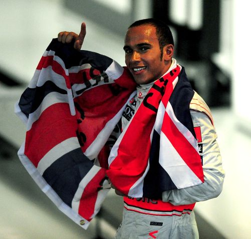 Lewis Hamilton após ganhar o título de pilotos em 2008 • Rui Vieira - PA Images/PA Images via Getty Images