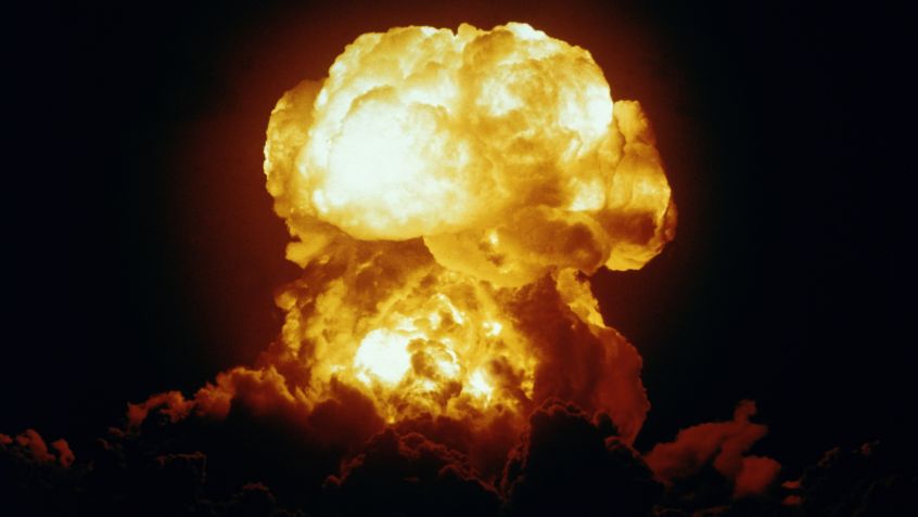 Teste nuclear da Marinha dos EUA, Atol de Bikini, Ilhas Marshall • FPG/Getty Images