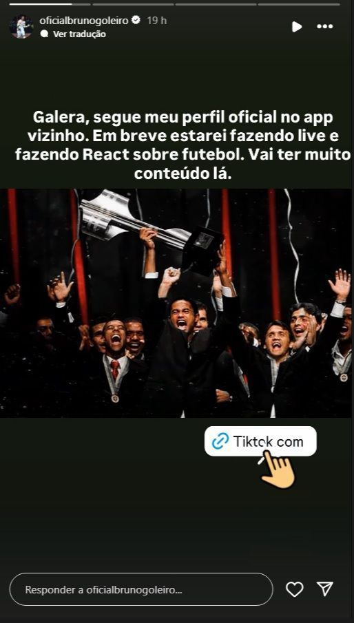 Goleiro Bruno anuncia que fará reacts e lives em seu pefil nas redes sociais • Reprodução/Instagram