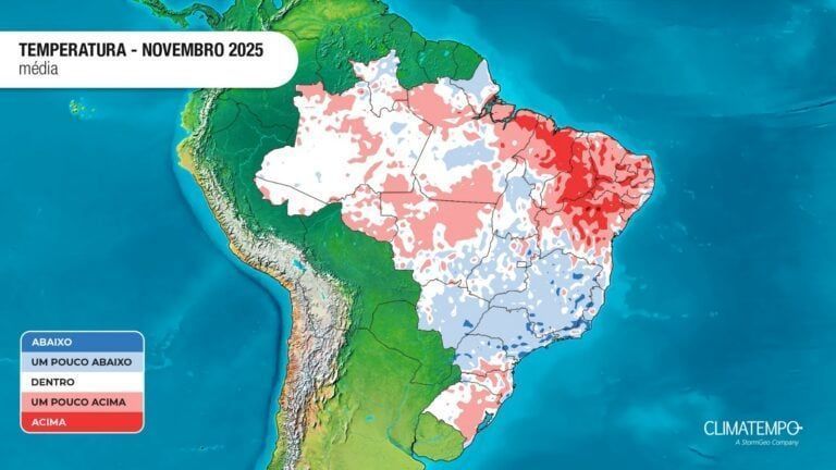 Temperatura em Novembro • Reprodução/Climatempo