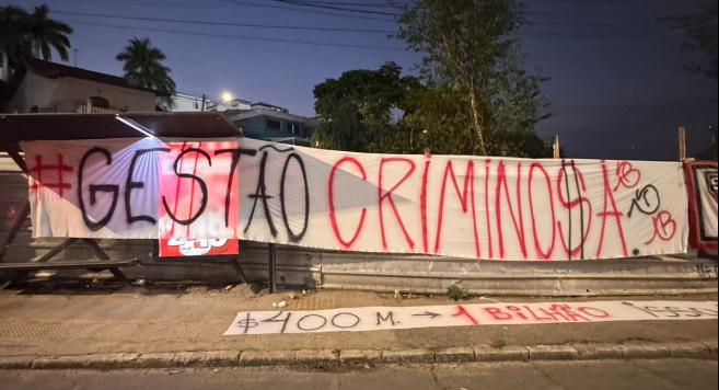 Protesto da torcida do São Paulo contra a diretoria do clube