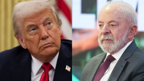 Presidente dos Estados Unidos Donald Trump à esquerda e o presidente do Brasil, Luiz Inácio Lula da Silva à direita