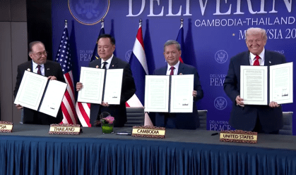 Tailândia e Camboja assinam acordo de paz mediado por Trump