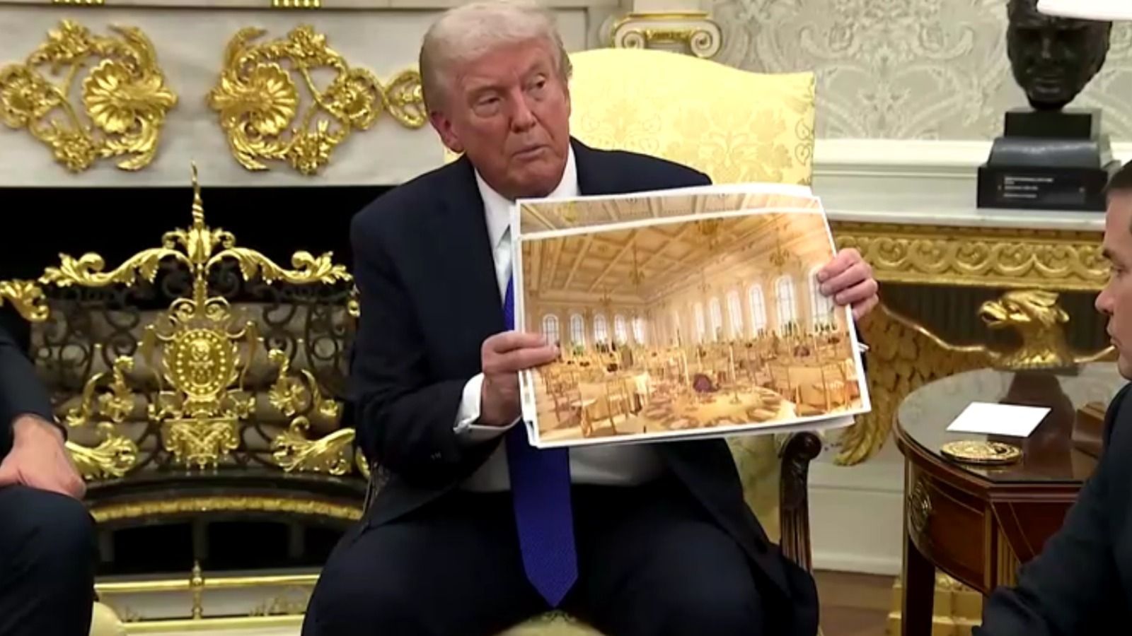 Trump apresenta imagens do salão de baile da Casa Branca