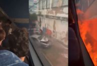 Vídeo: ônibus escolar perde controle e faz 'strike' em carros no RS