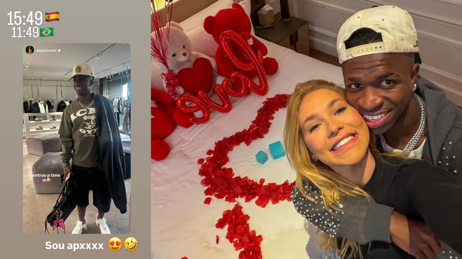 Vini Jr. carrega bolsa de Virginia e amiga brinca Entrou pro time