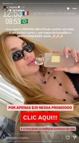 Virginia Fonseca posta durante viagem à Mônaco com Vini Jr. • Reprodução/Instagram