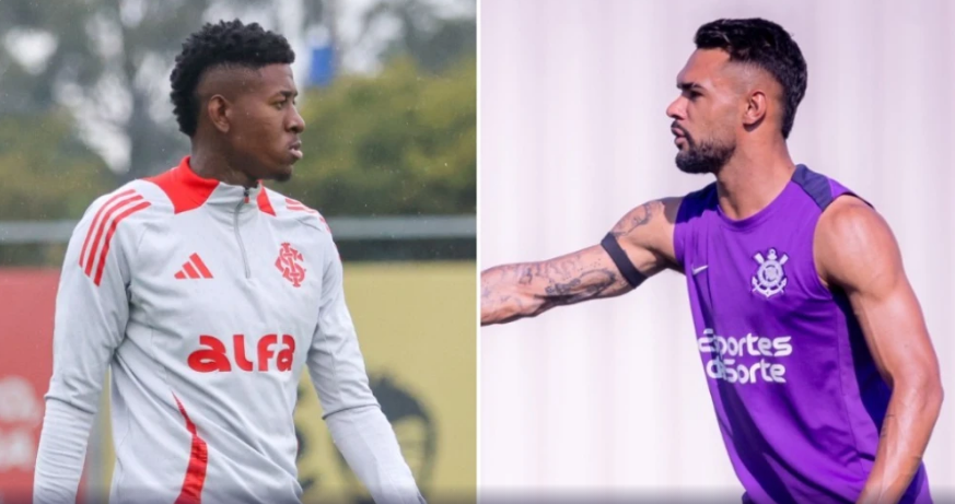 Vitão, do Internacional, e Raniele, do Corinthians