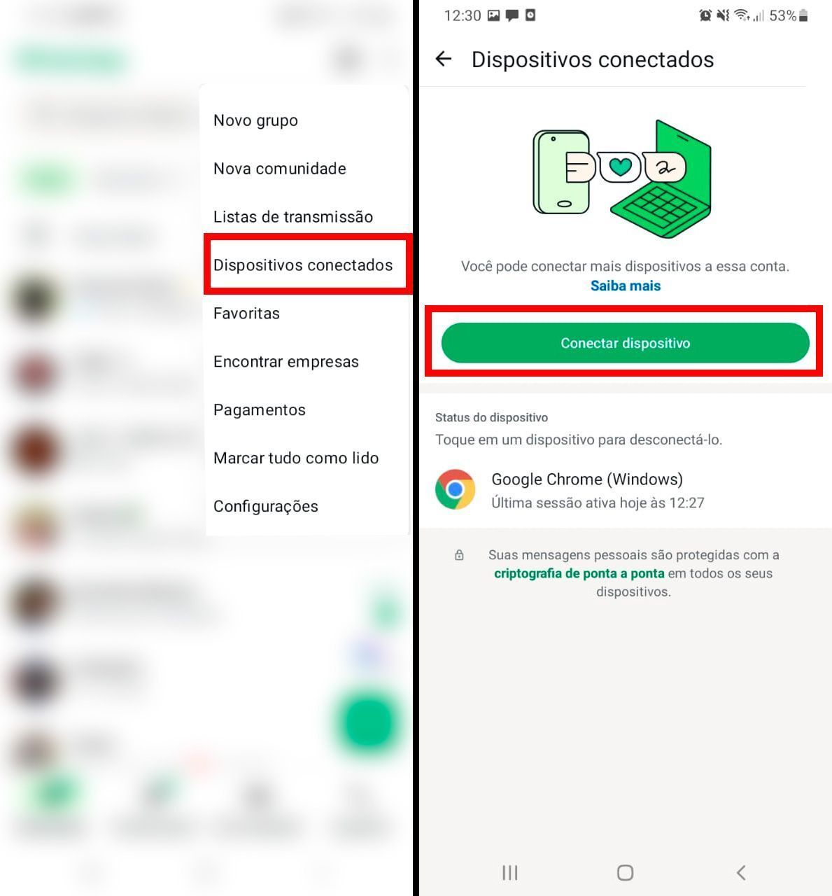 Vinculo do smartphone com o WhatsApp Web • Reprodução/WhatsApp
