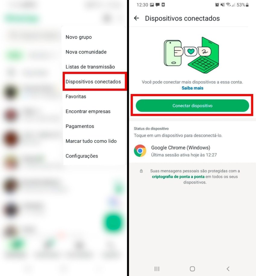 Vinculo do smartphone com o WhatsApp Web • Reprodução/WhatsApp