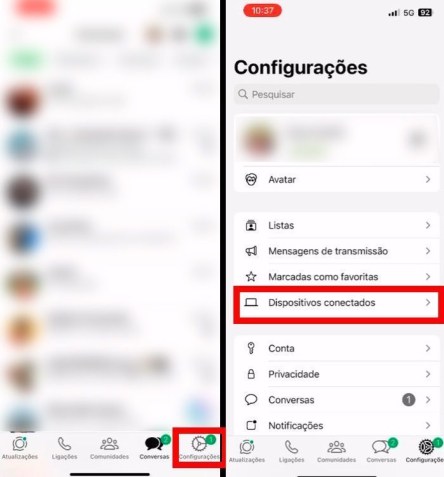 Dispositivos conectados no WhatsApp do iPhone • Reprodução/WhatsApp
