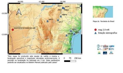 Tremor de terra registrado na Bahia é sentido por moradores do Tocantins