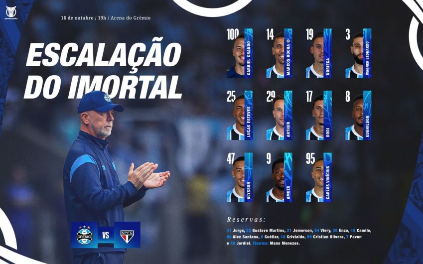 Grêmio está escalado • Foto: Divulgação