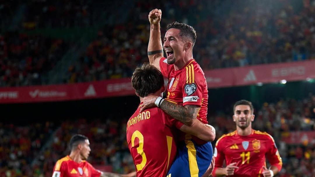 Yéremy comemora gol da Espanha sobre a Geórgia pelas Eliminatórias da Copa do Mundo