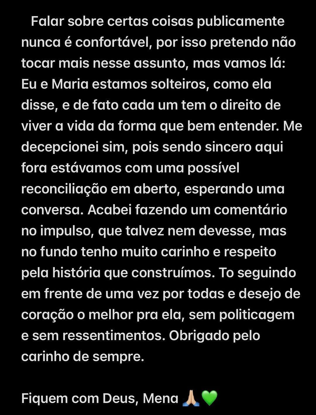 Menandro Rosa se manifesta sobre beijo de Maria e Matheus em "A Fazenda 17" • Reprodução/Instagram