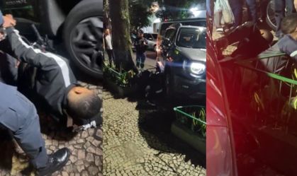 Mulher joga carro blindado e derruba ladrões em tentativa de assalto no Rio