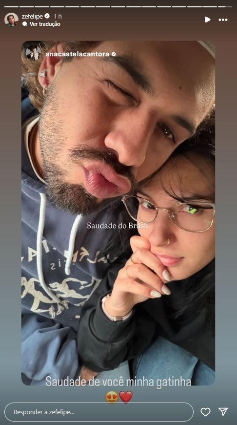 Ana Castela e Zé Felipe se declararam na noite deste domingo (26) • Instagram/Ana Castela