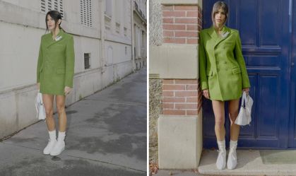 Anttónia no desfile da Lacoste, na Semana de Moda de Paris