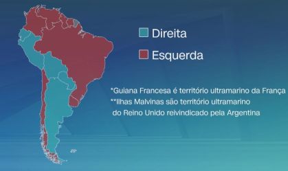 Direita x Esquerda: Mapa mostra distribuição de governos na América do Sul