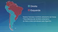 Direita x Esquerda: Mapa mostra distribuição de governos na América do Sul