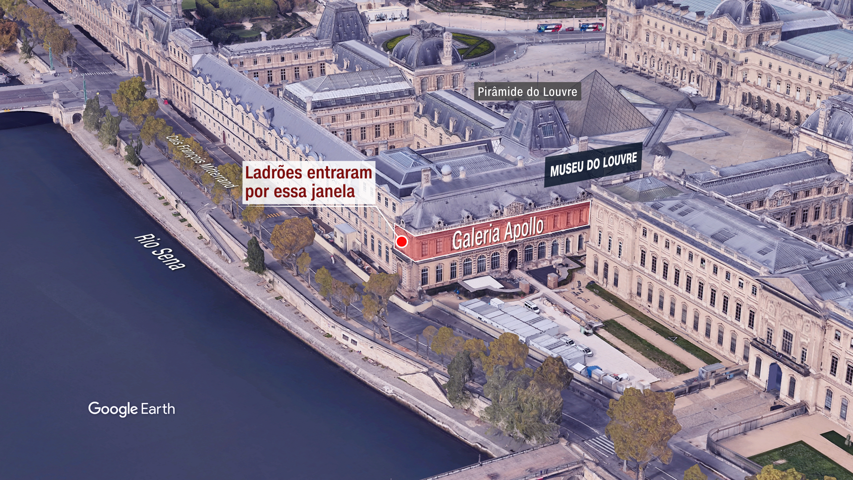 Imagem mostra ponto de entrada dos ladrões no Museu do Louvre • CNN Brasil