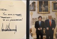 Milei revela bilhete escrito por Trump para ele: “Sou seu amigo”