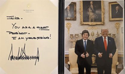 Milei revela bilhete escrito por Trump para ele: “Sou seu amigo”
