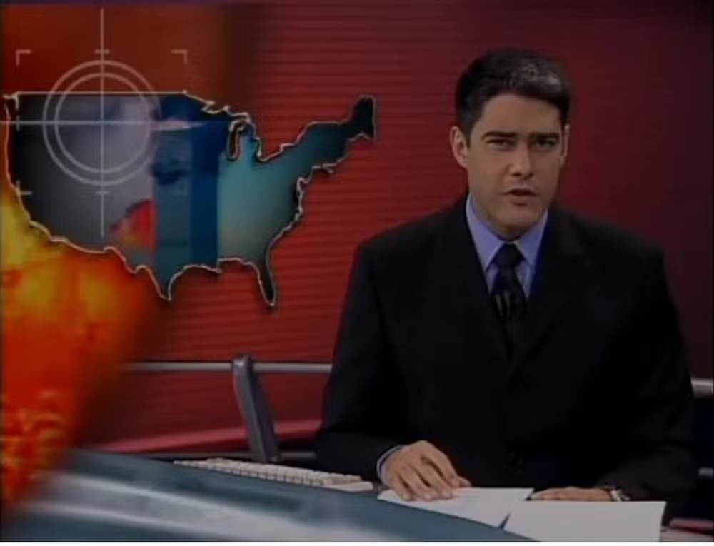 William Bonner cobriu os atentados de 11 de setembro de 2001 direto dos Estados Unidos • Divulgação/Globo