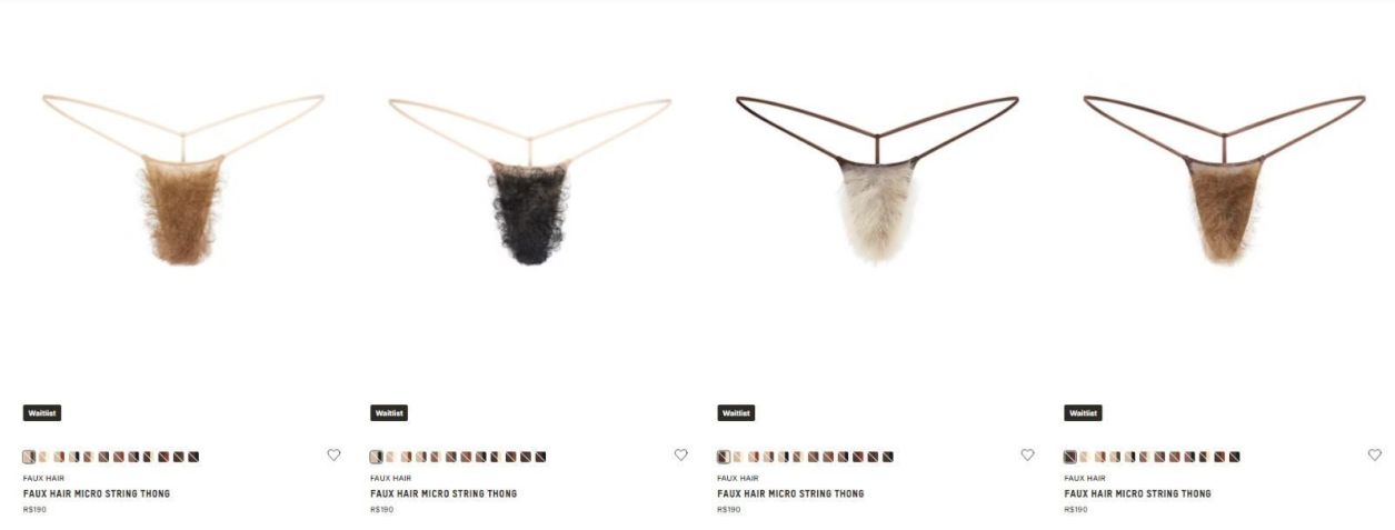 Kim Kardashian lança linha de calcinha que imita pelos pubianos • Reprodução / Skims