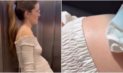 Na reta final da gravidez, Camila Queiroz exibe barrigão e chutes do bebê