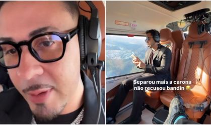Carlinhos Maia dá carona de helicóptero ao ex-marido, Lucas Guimarães