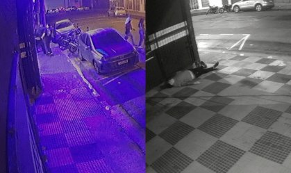 Imagens mostram momento em que empresário leva soco depois fica "jogado" na calçada