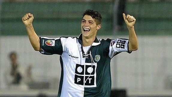 Cristiano Ronaldo comemora gol pelo Sporting contra o Moreirense