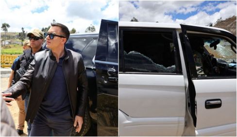 Daniel Noboa, presidente do Equador, é alvo de tentativa de assassinato ao chegar a um evento na província de Cañar, na região central do país, em 7 de outubro de 2025.