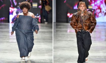 Em clima de funk, MC Carol e MC Cabelinho desfilam no SPFW