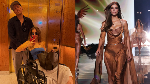 Em uma entrevista no tapete vermelho e em suas rede sociais, ele contou que a companheira subiu na passarela mesmo estando com o pé quebrado