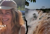 Emilia Clarke, estrela de "Game Of Thrones", visita as Cataratas do Iguaçu