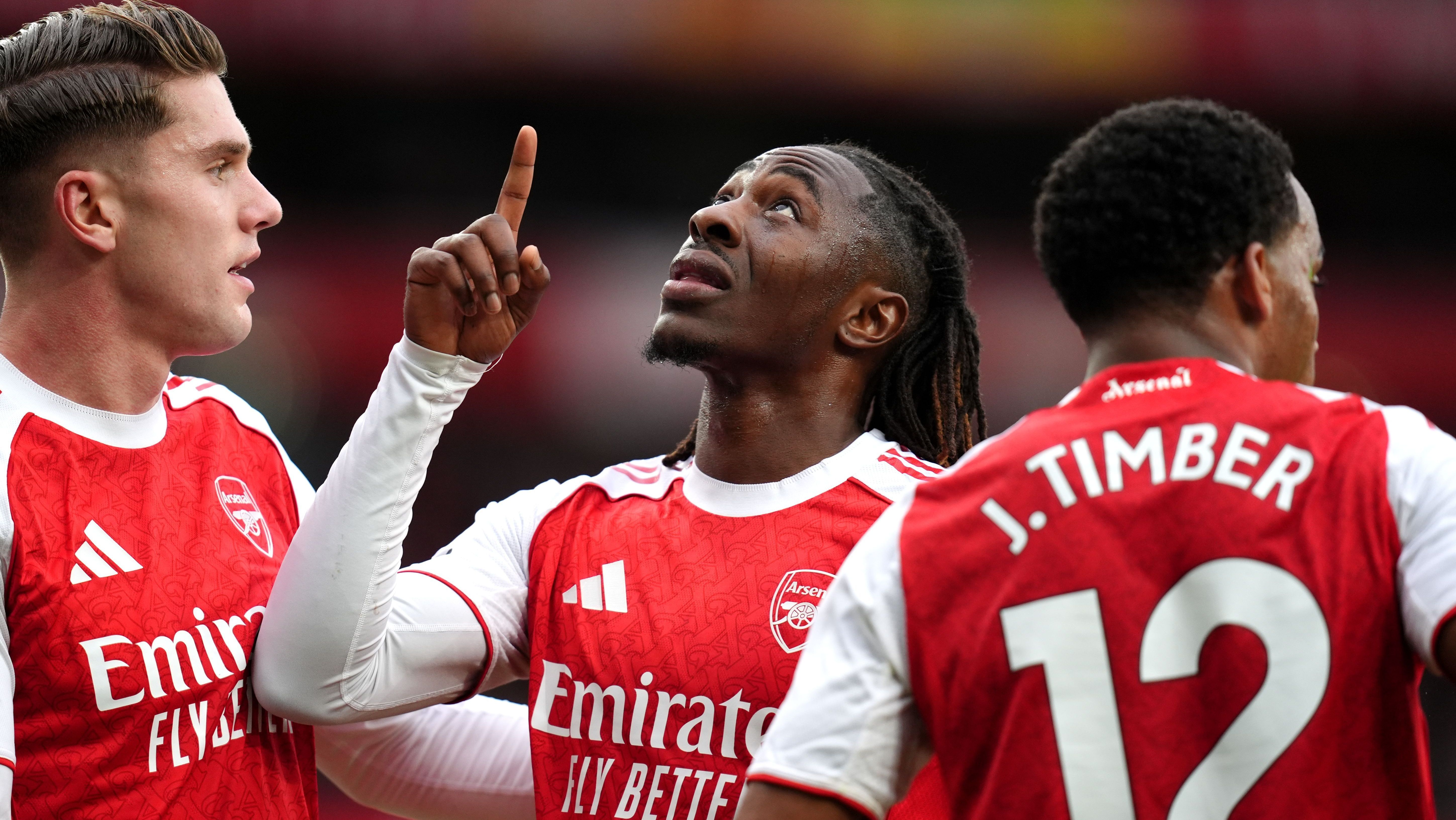 Eze comemora o gol da vitória do Arsenal sobre o Crystal Palace na Premier League