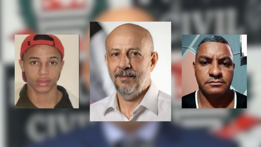 À esquerda Flavio Henrique Ferreira de Souza; ao centro, ex-delegado Ruy Ferraz Fontes; à direita, Luiz Antônio Rodrigues de Miranda • Reprodução/CNN