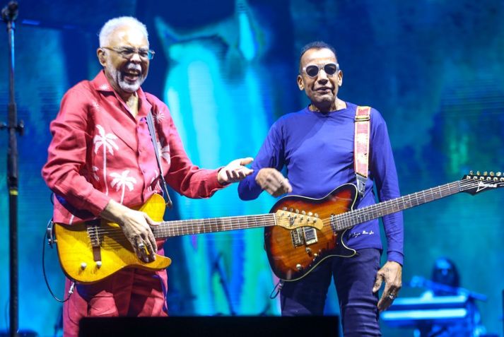 Gil e Jorge no show da turnê "Tempo Rei", no Rio • Thyago Andrade/AgNews