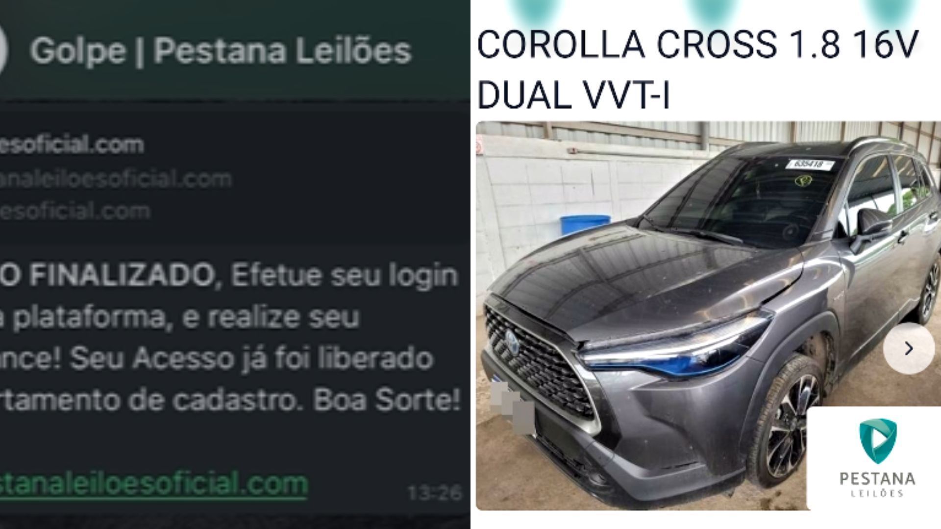 golpe falso leilão