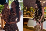 Graciele Lacerda combina look com filha em festa de aniversário