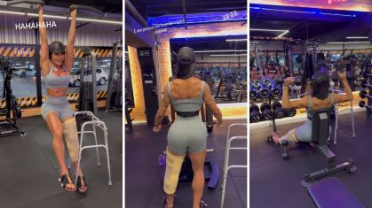 Gracyanne mostra recuperação com treino na academia